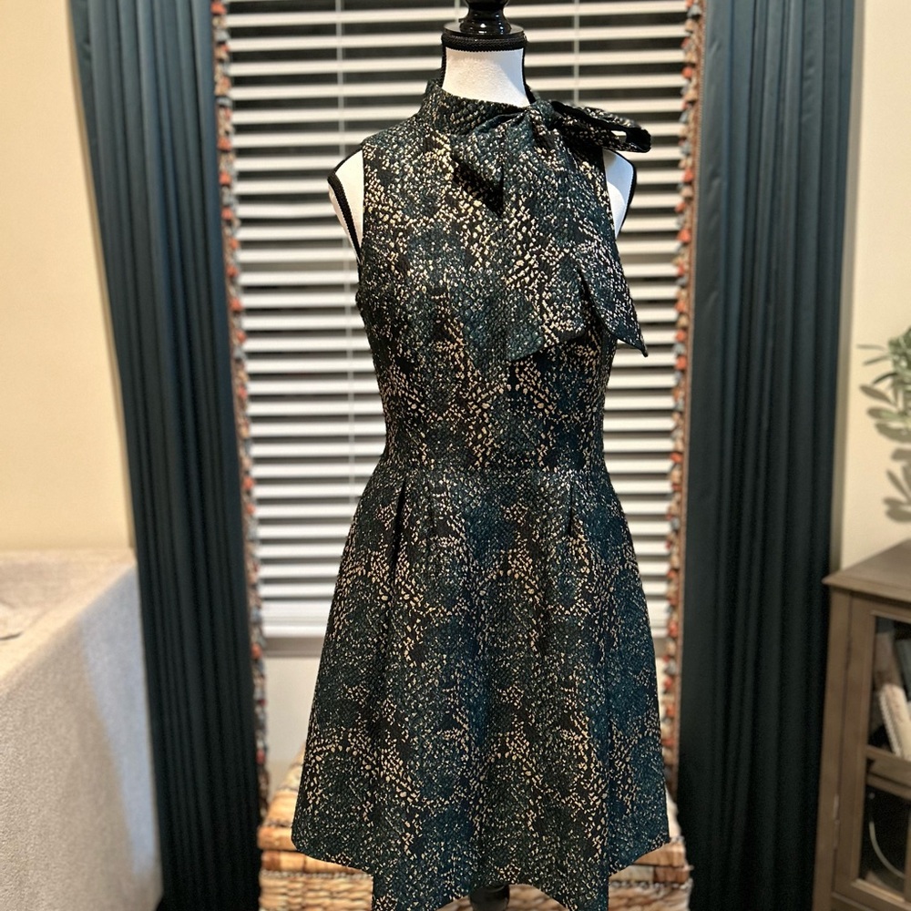 Vince Camuto Green, Gold and Black Dress